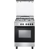 De'Longhi FMX 64 L - Cucina a gas con forno elettrico, 4 fuochi, 60x60 cm, Inox, Classe energetica A