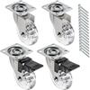 GTV - Set di 4 ruote girevoli per mobili BRAZIL, 2 ruote con freno, 2 senza freno, in acciaio e gomma, + 16 viti PanHead 5x15/16, diametro 75 mm, colore: Trasparente