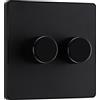 British General BG Electrical, interruttore dimmer intelligente a doppia parete, 2 vie, piastra frontale senza viti, Evolve, nero opaco, 200 W, PCDMB82B