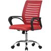 ML DESIGN modern living ML-Design Sedia da Ufficio Ergonomica Rosso con Schienale in Rete Reclinabile Regolabile in Altezza con Braccioli Seduta Imbottita a Schiuma Telaio in Acciaio Cromato Poltrona Girevole con Ruote