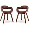 Mingone Set di 2 Sedie da Pranzo Moderne Sedia da Cucina Poltrone in Legno Massello Noce Sedie da Soggiorno Poltrone con Gambe in Legno Massello Sedia da Sala d'attesa, Marrone