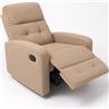 MAKA change your life quality MAKA Poltrona Relax in Tessuto Imbottito con Alzapiedi Manuale, Supporto Braccioli, Ergonomico per Schiena e Collo, Poltrona per Anziani, Poltrona Letto Reclinabile Anti-Ribaltamento (Cachi)