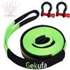 Gekufa Torch Rope Car 5m x 5 cm, 10 tonnellate kit per auto a corda di traino con 2 ganci rinforzati e strisce riflettenti, corde di rimorchio per recupero fuoristrada (verde)