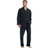 Kolipajam Pigiama da uomo in 100% flanella di cotone tinta in filo, comodo, con tasche, coulisse in vita, per inverno, L