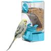 septillar Mangiatoia automatica per uccelli, mangiatoia per gabbia per uccelli con trespolo per parrocchetto canarino calopsitta fringuello (Blu)