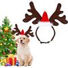 SFSSHUI Fascia Per Animali Domestici Di Natale Fascia Per Corna Di Renna Regolabile Cerchietto Accessori Pelo Per Cani Gatto Corna Da Renna Costumi Regolabile Alce Copricapo Con Cappello Da Babbo Natale