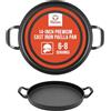 Chef Pomodoro Paellera da 36 cm, Padella per Paella in Ghisa, Padella Antiaderente con Fondo Alto, Compatibile con Forno e Fornelli a Gas, Ideale per Pizze, Paella e Altri Piatti Tipici Spagnoli