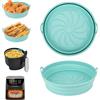 Alyvisun Teglie per Friggitrice ad Aria, 2 Pezzi Teglia Accessori in Silicone per Air Fryer Contenitori Cestello Riutilizzabile Rotondo Tappetino Stampi Per Airfryer, Microonde, Forno (Blu)