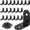 VOCIBO® 20 connettori ad angolo nero, angolo in metallo, 90 gradi, 30 x 30 mm, in acciaio inox, angolo piccolo, con vite per montaggio ad angolo, staffa, mobili, tavolo, sedia, libreria