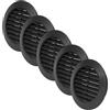 Vent Systems Confezione da 5 griglie per condotti d'aria da 70 mm, colore nero, mini cerchio, griglia di ventilazione per interni, per bagno, armadio, garage attraverso la porta di ventilazione