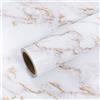 VEELIKE Carta Adesiva Effetto Marmo Bianca Oro Spesso Carta da Parati Marmo Oro Opaca Carta Parati Adesiva Muro Bagno Carta Adesiva per Pareti Cucina Lavabile Pellicola Adesiva per Mobili 40cmx300cm