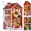 Pllieay Natale Book Nook Casa Delle Bambole con Carillon e Luce LED,Casa Delle Bambole Fai da Te in Miniatura Kit di Costruzione di Modellini Legno Book Scaffale Inserto Decorazione per Adolescent