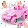 HappyGoLucky Macchina Telecomandata per Bambini con Bambola, Giochi Bmbina 3-10 Anni, Regalo Bambina, Auto Telecomandato 4x4 Jeep SUV Truck