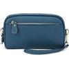 FORRICA Portafoglio Donna Grande in Vera Pelle Portamonete 3 Cerniera Leggera Elegante Pochette Portafogli per Cellulare Moneta Borsa Blu