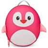 SJ GANG STYLE JAM GANG Zaino Small Scuola per Bambini, Fancy Animals, Fucsia, Fantasia Pinguino, Scuola e Tempo Libero
