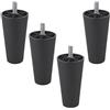 sbslj-0001 Gambe per Mobili Conico Piedini di Ricambio per Mobili Plastica Piedini per Mobili Bullone M10,per Divano per Poltrone da Cucina,Nero 4 Pezzi (100mm)