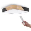 M Ledme -Plafoniera LED da soffitto nero quadrato 24W con telecomando, CCT Dimmerabile da Luce Fredda a Luce Calda, 2400 lm, design bianco con legno naturale, per bagno, cucina