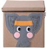 LIFENEY Scatola portaoggetti con coperchio e elefante, scatola giocattolo con motivo animale, adatta per scaffali cubi, scatola per la cameretta dei bambini, cestino portaoggetti per bambini