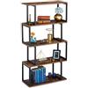Relaxdays Libreria, Design Industrial, 5 Ripiani, Scaffale in MDF e Metallo, HxLxP: 136 x 73 x 30 cm ca., Marrone/Nero