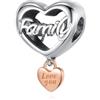 Amuefer Famiglia Amore Cuore Charm Compatibili Bracciale Collana, Argento Sterling Ciondolo Compleanno Natale Gioielli Regali per le Donne Moglie Amici