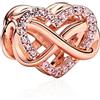 Amuefer L'infinito Charm Compatibili Bracciale Collana, Argento Sterling Oro Rosa Cuore Ciondolo Natale Gioielli Regali per le Donne Ragazza Moglie Bambini Amici