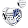 Amuefer Mia Bella Moglie Cuore Ala Charm Compatibili Bracciale Collana, Argento Sterling Ciondolo Compleanno Natale Gioielli Regali per le Donne Moglie Amici