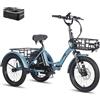 Fafrees Triciclo E Bike 20 Pollici F20 Mate [Ufficiale] Fatbike elettrica Pieghevole Bici da Carico Batteria 48 V 18,2 Ah, Bici Elettrica con Freni a Disco Idraulici a 3 ruote (blu)