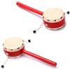 BESTonZON 2 Pezzi Di Tamburo Musicale Per Bambini Con Pelle Di Pecora Manico in Legno Rosso Sonaglio Giocattoli Educativi Precoci Per Neonati