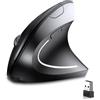 IDOR STORE Mouse Verticale Ergonomico Wireless 2.4GHz con ricevitore USB, 3 regolabili 800/1200/1600 DPI Silenzioso Senza Fili 6 Pulsanti per PC MAC Computer Portatile Protegge Il Braccio Mouse Ricaricabile