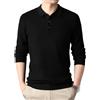 REHJJDFD Polo da uomo classica in tinta unita lavorata a maglia in misto lana da uomo, EN8, L