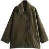 Suncadmious Cappotto Monopetto Elegante da Donna Caldo con Risvolto Abbottonato e Tasche Stile Street Fashion Giacca Corta in Tweed Maniche a Mantella (Nero,S)