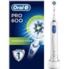Oral-B Pro 600 Spazzolino Elettrico Ricaricabile PRO 600 CrossAction, 1 Testina di Ricambio, bianco