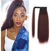 SJZDYLXY Extension a coda di cavallo da 76,2 cm, capelli lisci e crespi con clip, capelli lisci yaki, pasta magica, coda di cavallo lunga, per donne e ragazze, castano ramato scuro