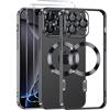 Phoona Cover Placcatura per iPhone 16 Pro 6,3 Pollici, Obiettivo per Fotocamera Protezione Completa e 2 × vetro temperato, Compatibile con MagSafe Ricarica Wireless, Protezione Militare, Nero