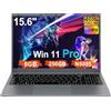 Ruzava Pc Portatile 15.6 Pollici Celeron N5095 Upto 2,9 GHz Win11 Pro Laptop 8GB RAM 256GB SSD TF 1TB LPDDR4 5G WiFi 1920*1080 FHD USB 3.0 Widevine L1 Computer Portatile Con il Topo Film Italiano - Grigio