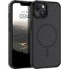 GUAGUA Cover Magnetico per iPhone 13 Mini, Compatibile con MagSafe, Fibra di Carbonio Custodia Leggera Antiurta TPU Bumper Sottile Antiscivolo Antigraffio Protettivo Anti-ingiallimento Case, Nero