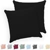 Twinzen® Federe Cuscino Letto (Set di 2) - Nero - Per i Cuscini 30x30 cm - 100% Jersey di Cotone - Copricuscino Letto - Federe Cuscino Letto con Cerniera - Fodera Protezione per Cuscino
