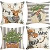 VEEKAY Cuscini Natalizi per Divano,4 Pack 50x50,Cotone Biancheria Federe per Divano per Natale Decorazioni Casa