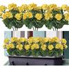 Weldomcor Fiori artificiali, 3 Bundles falso Geranio Fiori resistente ai raggi UV Faux Verde Arbusti Piante per Patio Portico Finestra Scatola di casa di nozze Agriturismo Decor, Giallo
