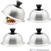 BYZESTY Cappa per Hamburger in Acciaio 4 Pezzi, Cloche Acciaio per Hamburger 16 x 10 cm, Cappe per Hamburger, Campana per Hamburger in Acciaio Inox con Mini Cacciavite, per Grigliare, Formaggio, Hamburger