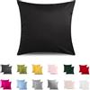 ATsense Federe Cuscino Letto Set Di 2, 80x80 cm 100% Cotone, Federe Cuscino Con Cerniera, Federa Morbidissima, Certificata Oekotex, Adatta a Chi Soffre Di Allergie, Nero