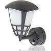 HUBER Lampada da parete a LED con sensore di movimento, 140°, attacco E27, IP54, con sensore di movimento, lampada da parete interna, lanterna, antracite