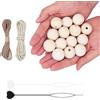 HXJDAM Palline di legno con foro da 25 mm, 60 pezzi di perline di legno da infilare, con perforatore, rotonde naturali e non trattate, per gioielli fai da te, decorazioni, collana