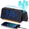 Mesqool Sveglia a Proiezione, Sveglia Digitale a Proiettore con Dimmer a 5 Livelli, Modalità Giorno Lavorativo/Weekend, 2 Allarmi, FM, Snooze, Temperatura, Umidità, Caricatore USB Type-C