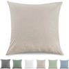 TOCOMOA Federe Cuscino Letto 60x60 cm Set Da 2, Copricuscino Letto Cotone Lavato Al 100%, Aspetto Lino E Federa Traspirante Beige Con Cerniera
