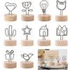 KASESSS 10 Pezzi Segnaposto Matrimonio Piccolo, Segnaposto Tavolo in Legno, Porta Foto, Supporti per Cartellini Segnaposto in Metallo Porta Memo, Memo Clip per Ristoranti, Matrimonio, Compleanno