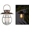 PB-Versand Lanterna solare a LED da appendere, luce bianca calda, con batteria a energia solare, da giardino