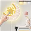 KZT LED Applique da Parete Interno con Interruttore Touch Camera da Bambini Dimmerabile Lampada da Parete con Spina Lampade da Comodino Stella Luna per Ragazza E Ragazzo Camera da Letto Luce Notturna