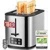 Linsar - Tostapane - Tostapane a due fette - Con display touch, 6 livelli di doratura, vassoio raccoglibriciole estraibile, scalda-panini integrato e spegnimento automatico - 980 watt - (acciaio inox)