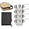 BORDSTRACT 4Pcs Sierra Cup Ciotola da Campeggio Set di Pentole da Escursionismo in Acciaio Inossidabile Stoviglie da Picnic Viaggio Ciotola Tradizionale Coreana Riscaldabile Tazza da Zuppa Manico Anti Caldo C